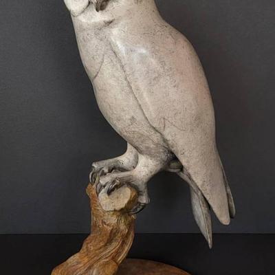"Horned Owl On Branch" - Original Brian Arthur Bronze Sculpture 16" (9/50)