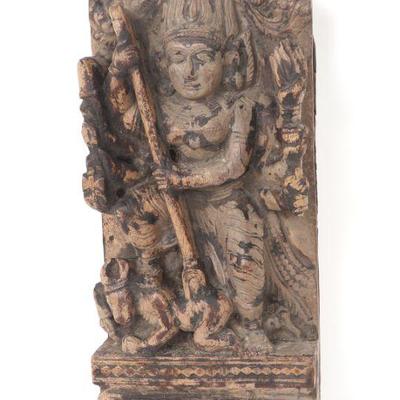 Lot 243 south indian wood carved relief panel 18th c. or earlier
