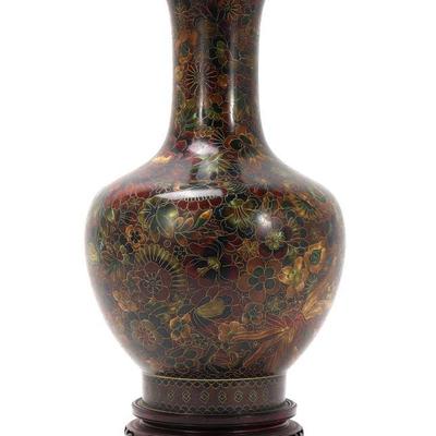 Lot 288 beautiful chinese cloisonne vase with stand