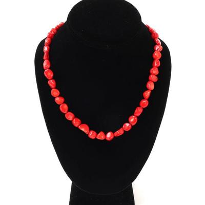 Lot 176 gorgeous fire red coral bead necklace