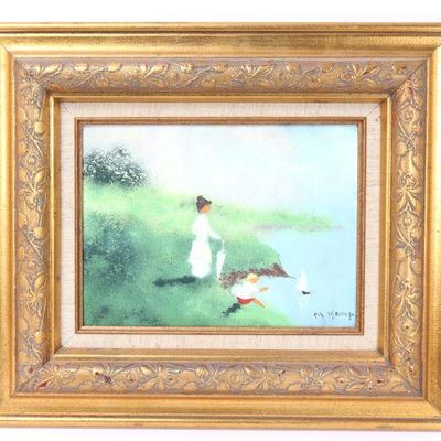 Lot 144 beautiful enamel on copper by m karp, mother & child