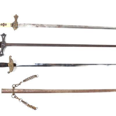 Lot 11 lot of three masonic sword