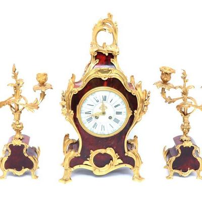 Lot 230 french rococo style clock candelabra set, 19th c.