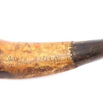 Lot 115 historical american war of 1812 incised powder horn