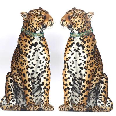 Lot 140 pair of leopard wooden silhouettes by katherine barnell
