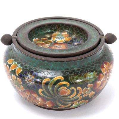 Lot 276 19th c chinese cloisonne ashtray w revolving top