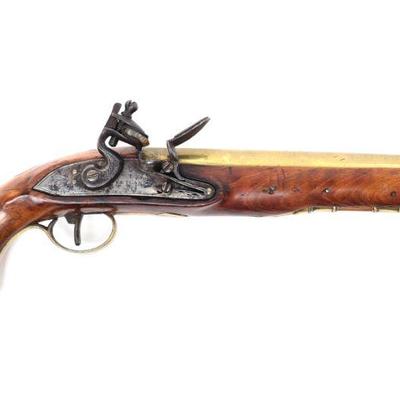 Lot 103 english brass barrel flintlock pistol t. ketland & co.