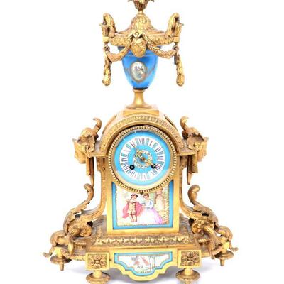 Lot 231 french gilt bronze porcelain mantle clock, louis xvi style