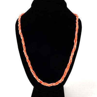 Lot 175 gorgeous triple strand angel pink coral necklace