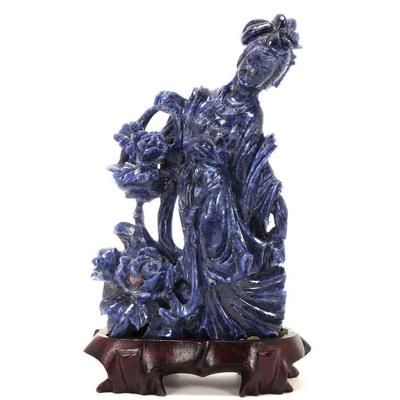 Lot 264 beautiful lapis lazuli carved guanyin wstand