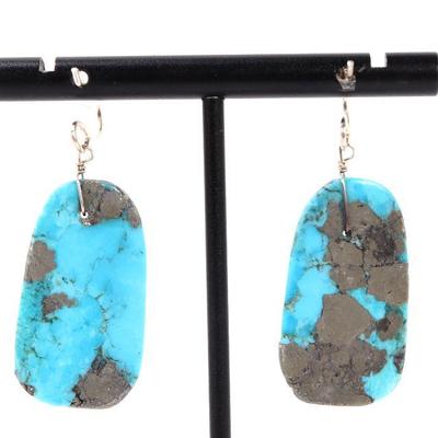 Lot 177 beautiful turquoise slab earrings