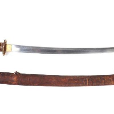 Lot 61 signed japanese wwii gunto katana sword w scabbard