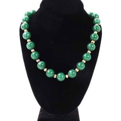 Lot 190 chinese jade bead necklace