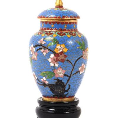 Lot 281 chinese cloisonne ginger jar with stand