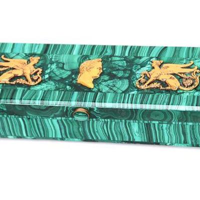 Lot 195 french intarsia malachite box with napoleon gilded bronze