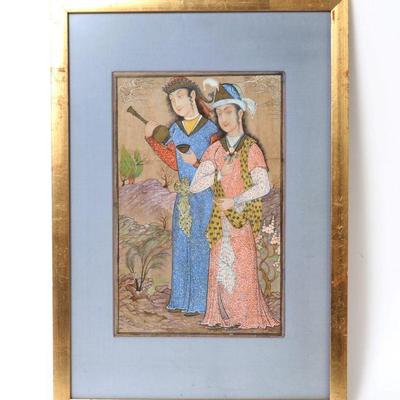 Lot 154 fine persian painting on paper qajar period 19th c.