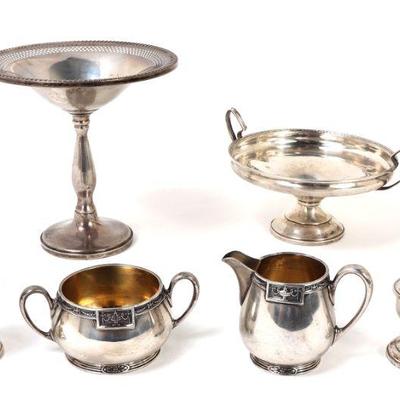 Lot 203 six pieces of mixed vintage sterling silver table wear
