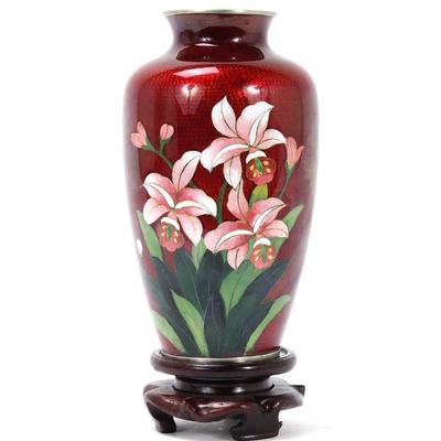 Lot 249 beautiful japanese ginbari vase wstand
