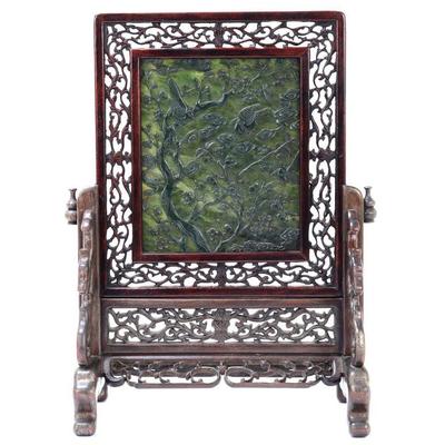 Lot 6 gorgeous chinese spinach jade table screen