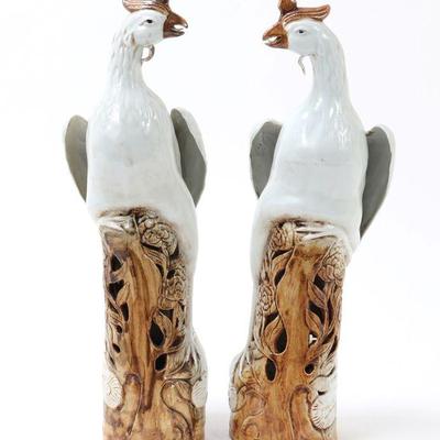 Lot 322 pair of chinese phoenix porcelain statues