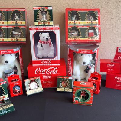 Dept. 56 Snow Village Coca-Cola series + ornaments, cookie jar & plush bears 