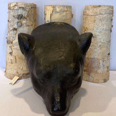 Threshold Big Bear Head & 3 Birch Logs For Cabin/Home Decorating 