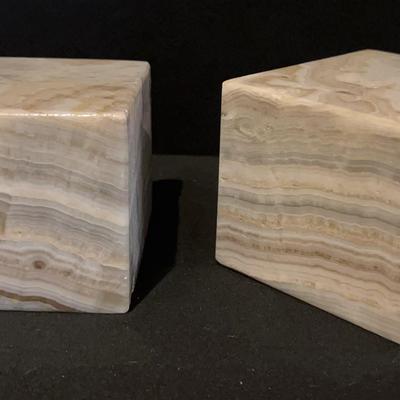 Two Lovely Marble Geometric Cubes