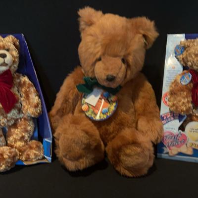 Large Gund Brown Bear And Two Unopened Talking Fuzzy Bears Lot 1