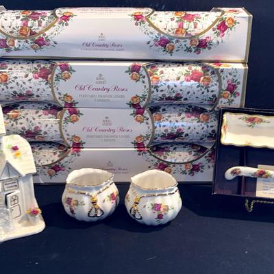 Royal Albert Old Country Roses: Flower Shop, Votive Sack, Letter Opener Pen Tray. Drawer Liners 