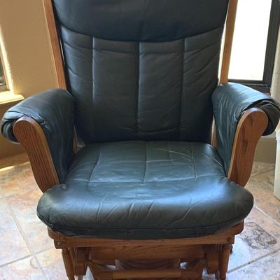 Dutailier Glider/Rocker With Leather Detachable Seat Cushion