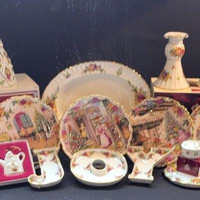 Royal Albert: Picture Plates W/ Hangers(4), Tree Treat Jar, Candlesticks Set/2, Candy Dishes & More 