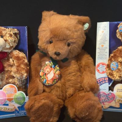 Large Gund Brown Bear And Two Unopened Talking Fuzzy Bears Lot 2