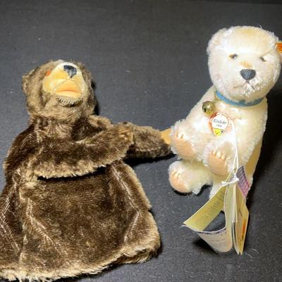 Steiff Eisbär 1950 : 031212 and Brown Bear Hand Puppet 