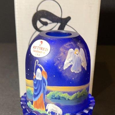 Fenton Retired Limited Edition Cobalt Birth Of A Savior Fairy Light