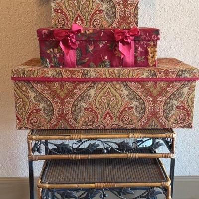 Various HOME DECOR - 2 accent tables, 3 decorative storage boxes, 1 pillow
