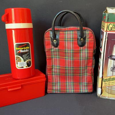 Vintage Aladdin Thermos Set with carrier + Stainless Steel Thermos