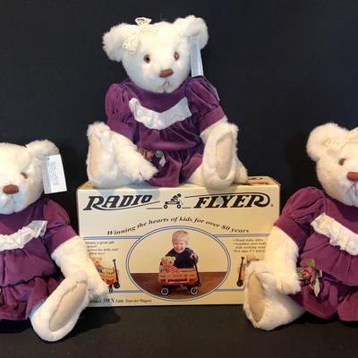 Gund Vintage Bialosky Bear And Toy Radio Flyer Wagon 