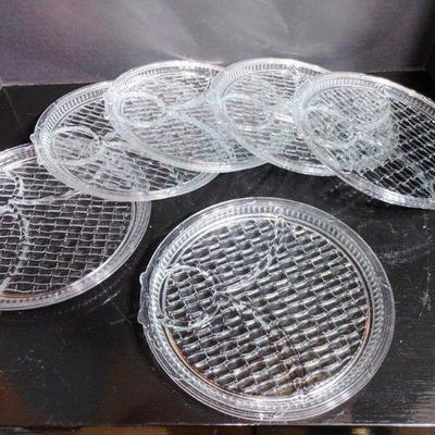 Set of 6 Vintage 1940s Paden City Glass Co. "Dorset Provincial" 9" Crystal Dinner Plates
