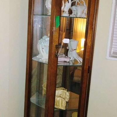 Wood & Glass Curio Cabinet – 3 Shelves + Bottom Storage – Functional, Gently Used