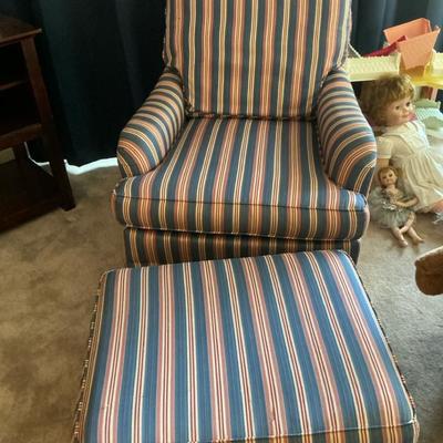 Striped Armchair With Ottoman