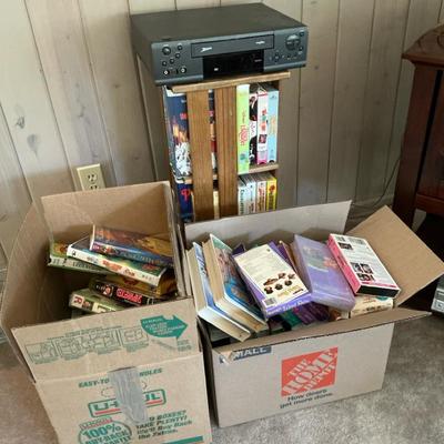 Huge LOT Of Kids VHS Tapes And Rack