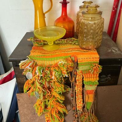 70s Hand Blown Glass Pitcher And Decanter