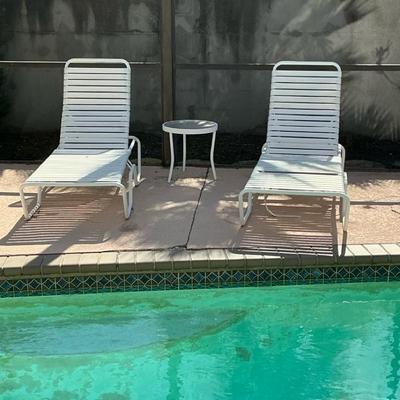 Pool Chaise Loungers Vinyl Strap 