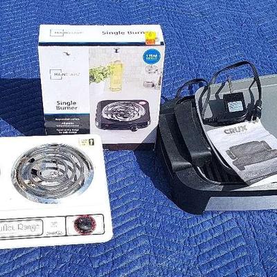 Cruz Smokeless Grill/Griddle, Hurry Hot Buffet Range, & Mainstays Single Burner 