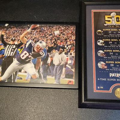 New England Patriots Limited Addition 50th Anniversary Super Bowl Framed & Rob Gronkowski photo