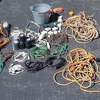 Large Lot Of Extension Cords & Outlet Adapters 