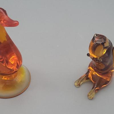 Amber Animal Glass Figurines 