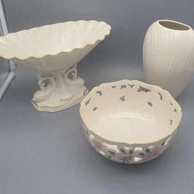 Lenox White Bowl, Vase, & Serving Dish 