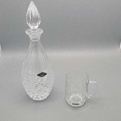 Shannon Crystal Decantor & Ouiske Hand cut Glass 