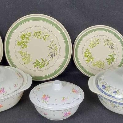 Vintage Malamine Covered Dishes, Corelle Burner Covers